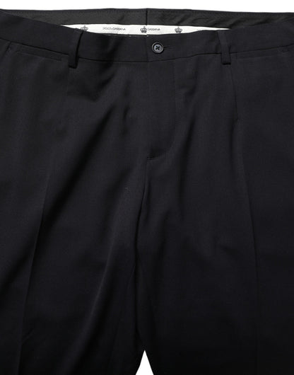 Black Wool Tapered Leg Dress Trouser Pants