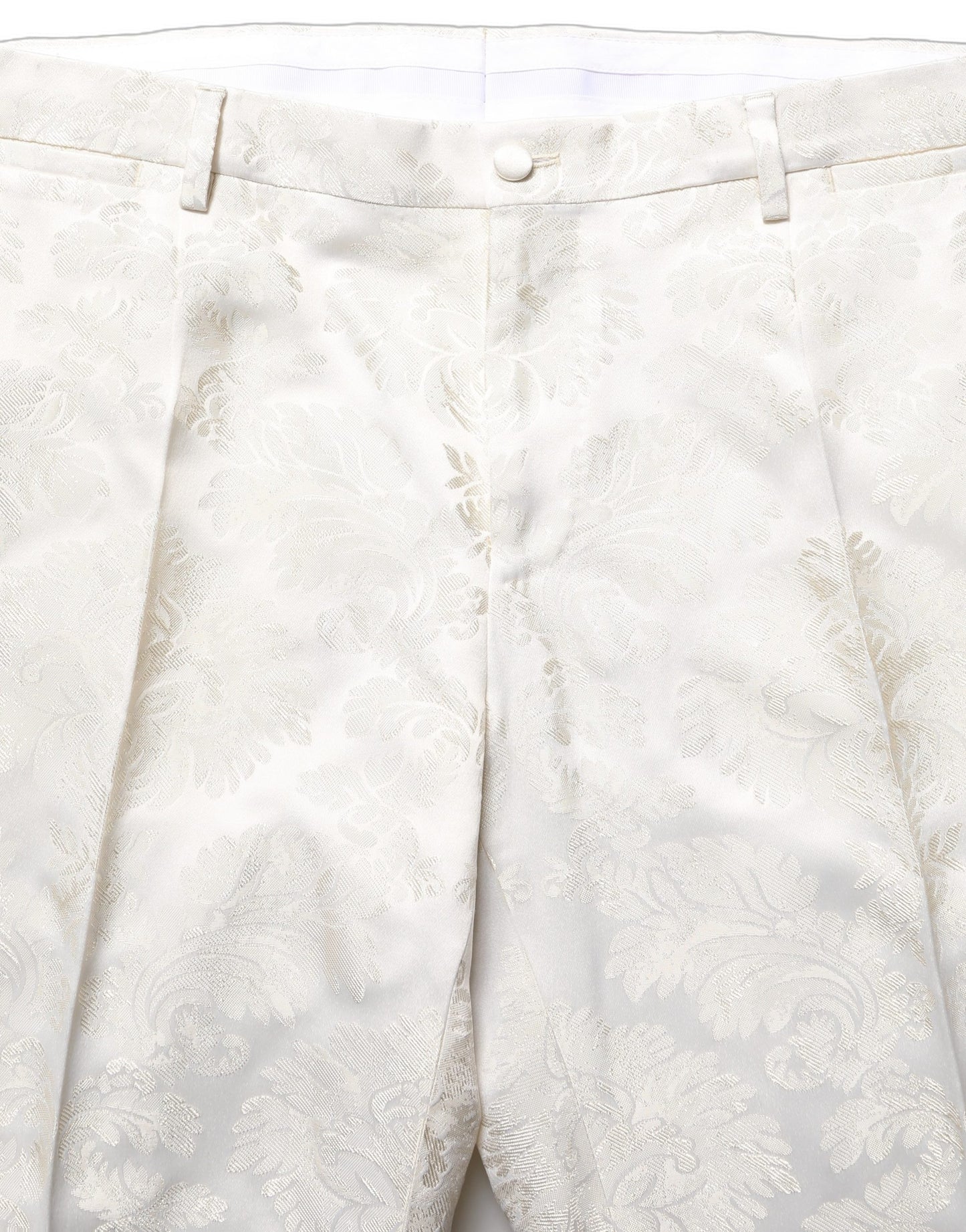 White Floral Men Dress Formal Trouser Pants