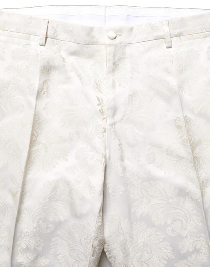 White Floral Men Dress Formal Trouser Pants