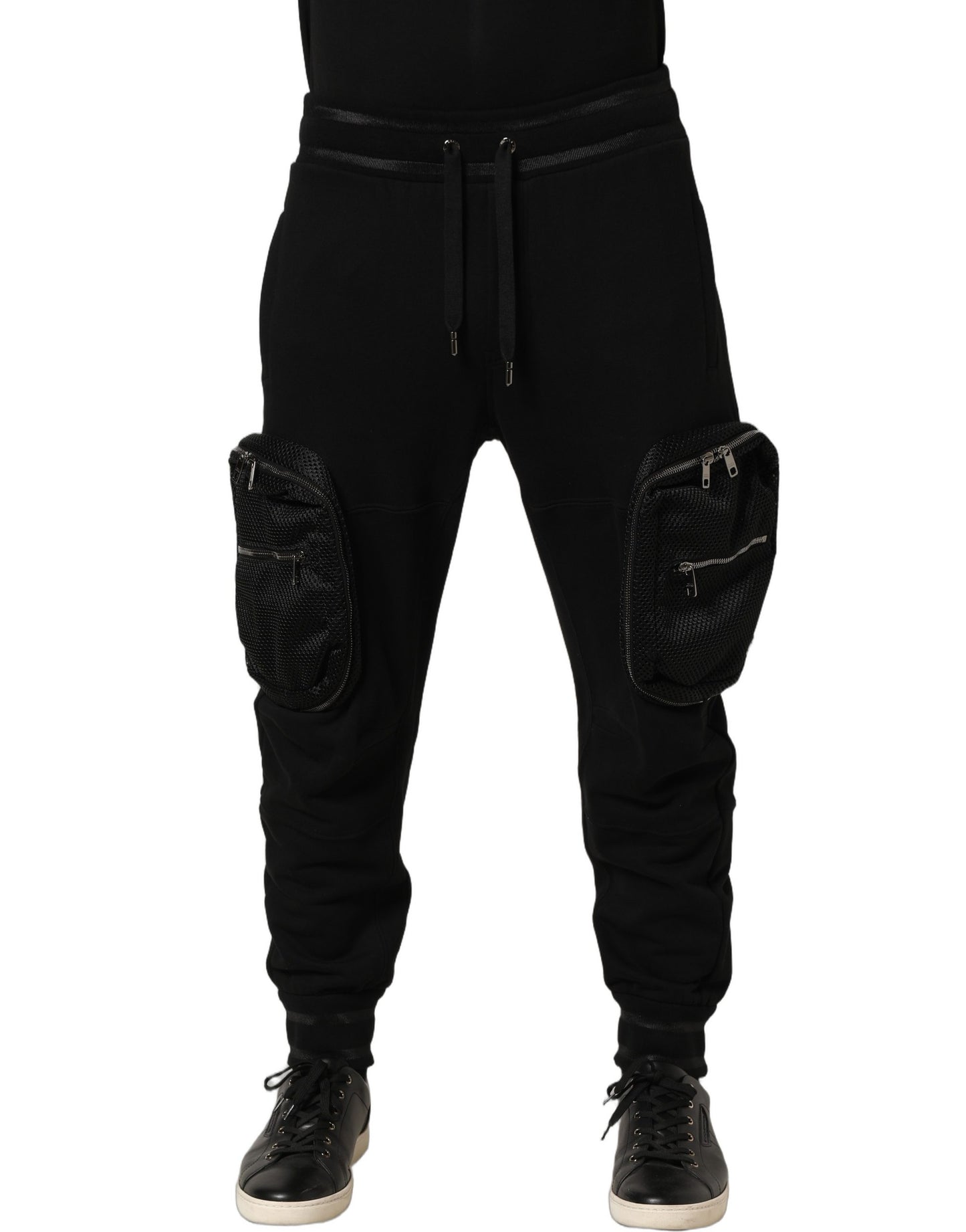 Black Mid Waist Cargo Jogger Sweatpants Pants
