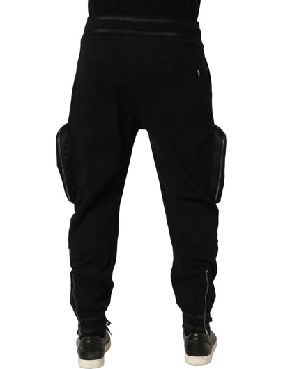 Black Mid Waist Cargo Jogger Sweatpants Pants