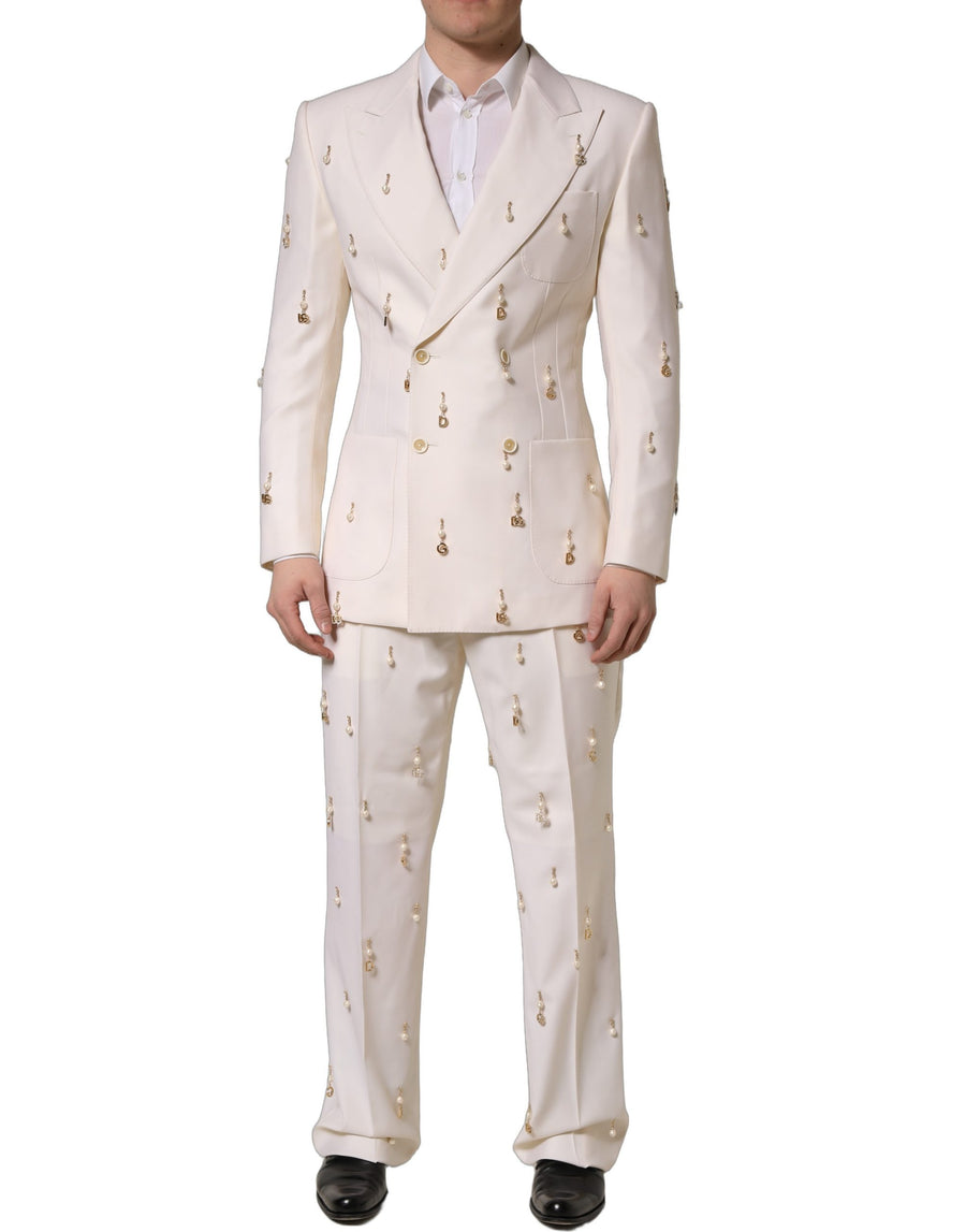 White Wool Slim Fit Formal 2 Piece Men Suit
