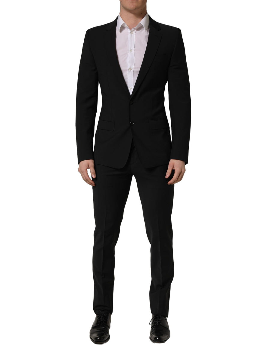 Black Wool Slim Fit Formal 2 Piece Men Suit