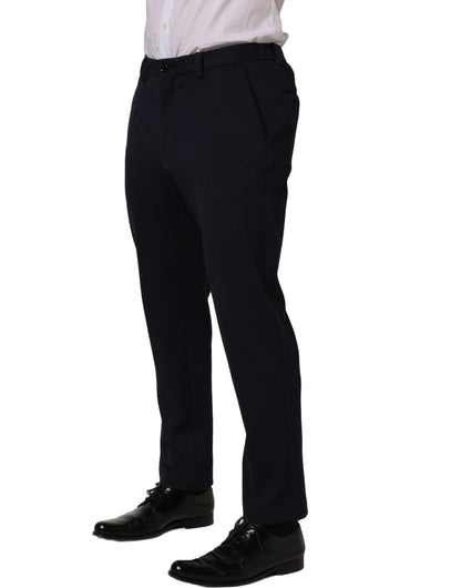 Black Cotton Tapered Leg Dress Trouser Pants