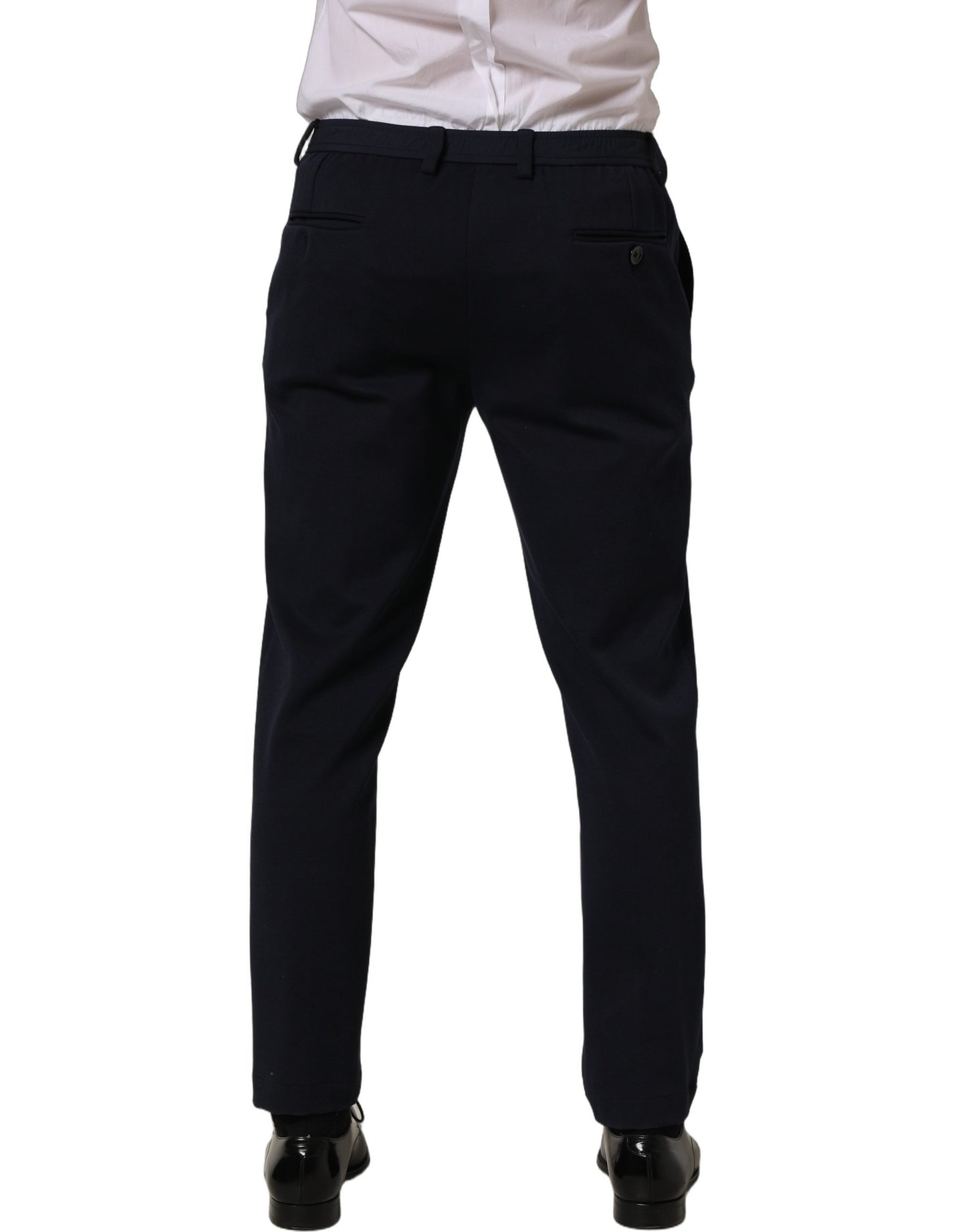 Black Cotton Tapered Leg Dress Trouser Pants