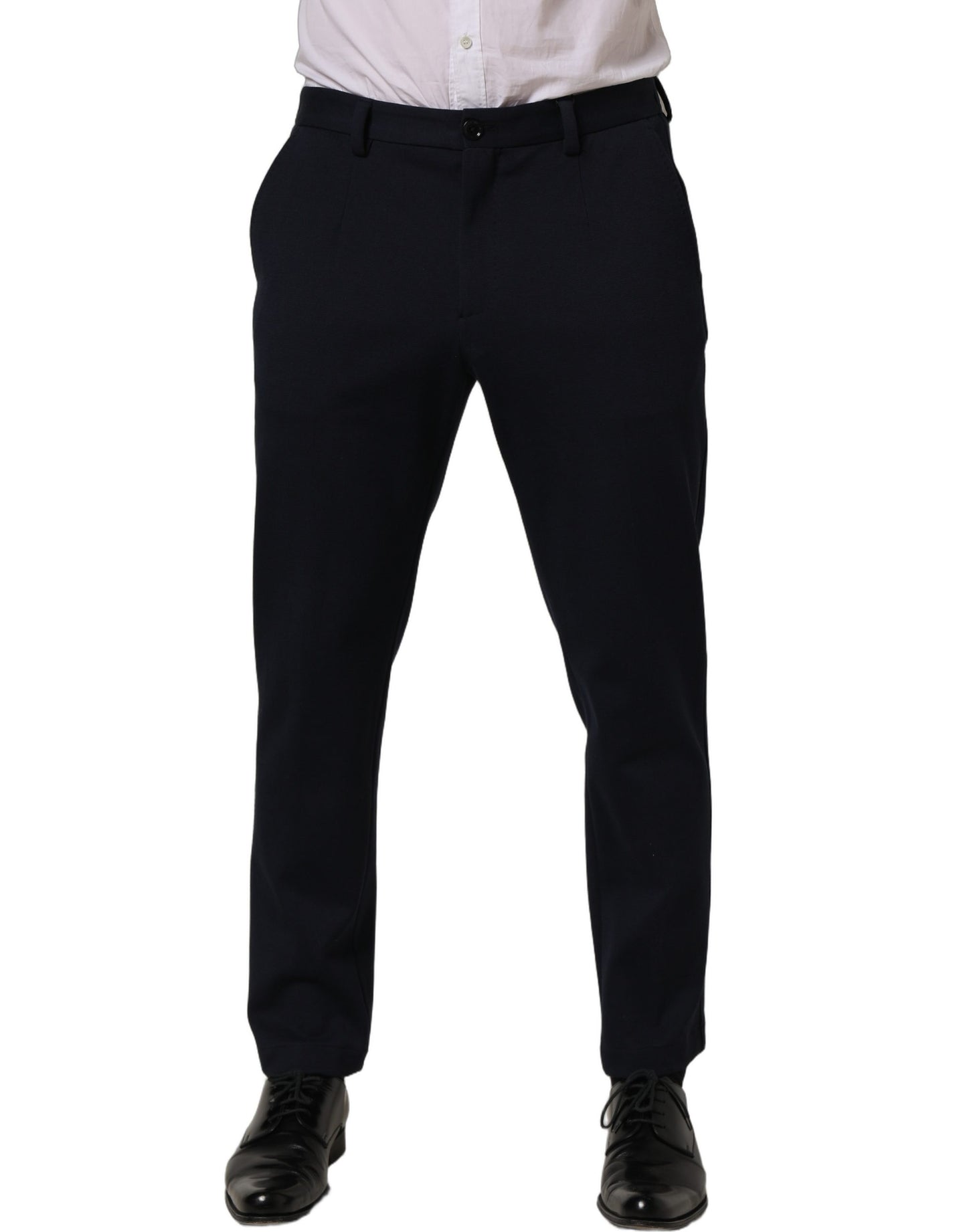 Black Cotton Tapered Leg Dress Trouser Pants