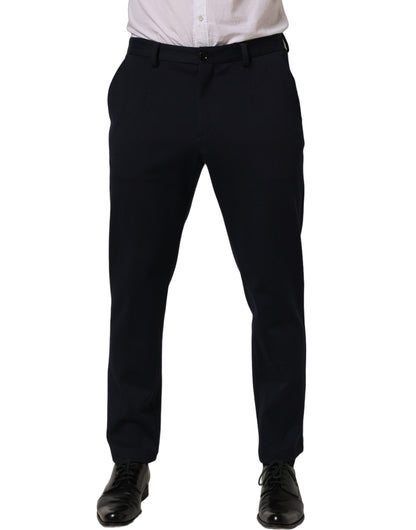Black Cotton Tapered Leg Dress Trouser Pants