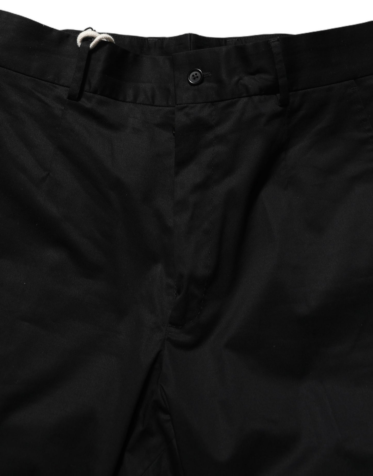 Black Cotton Tapered Leg Dress Trouser Pants