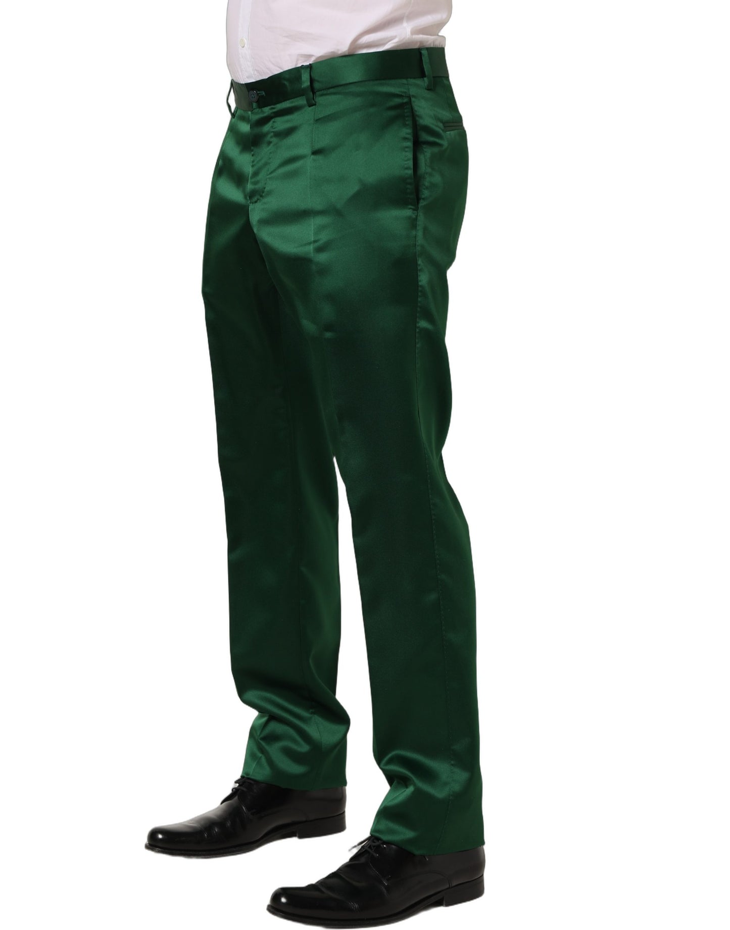 Dark Green Tapered Leg Dress Trouser Pants