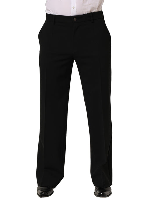 Black Wool Straight Men Dress Trouser Pants