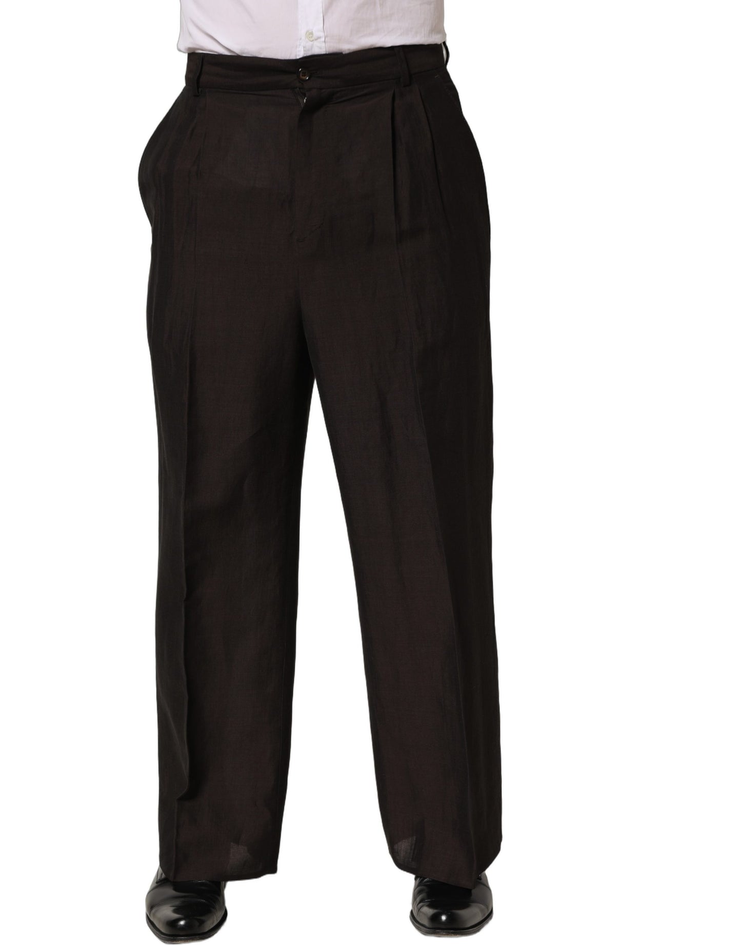 Brown Linen Straight Men Dress Trouser Pants
