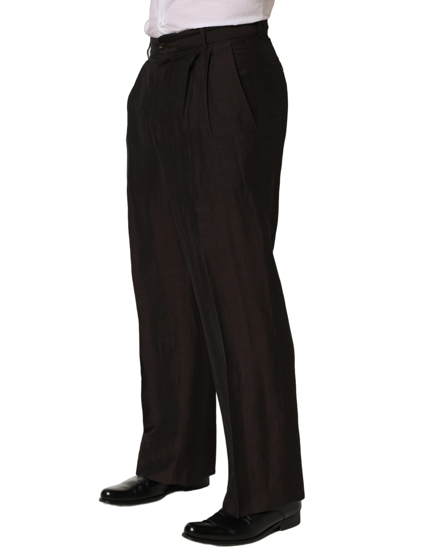 Brown Linen Straight Men Dress Trouser Pants