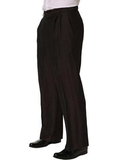 Brown Linen Straight Men Dress Trouser Pants