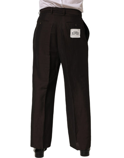 Brown Linen Straight Men Dress Trouser Pants