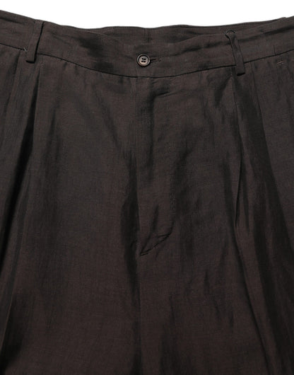 Brown Linen Straight Men Dress Trouser Pants