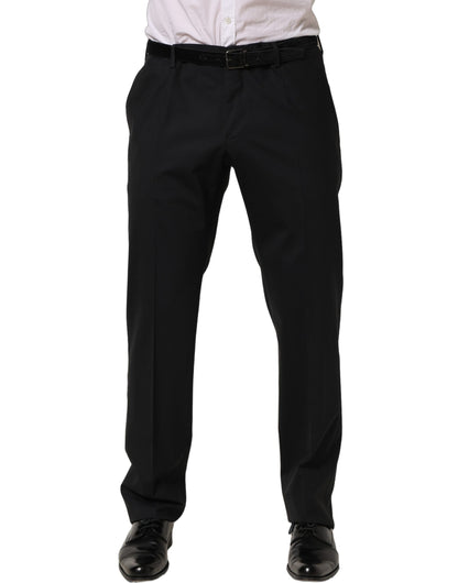 Black Wool Tapered Leg Dress Trouser Pants