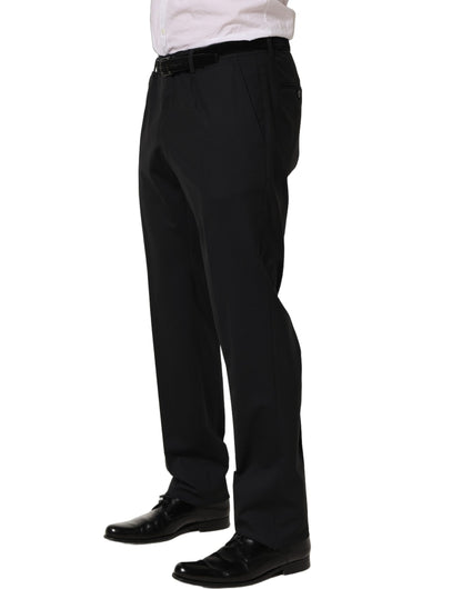 Black Wool Tapered Leg Dress Trouser Pants