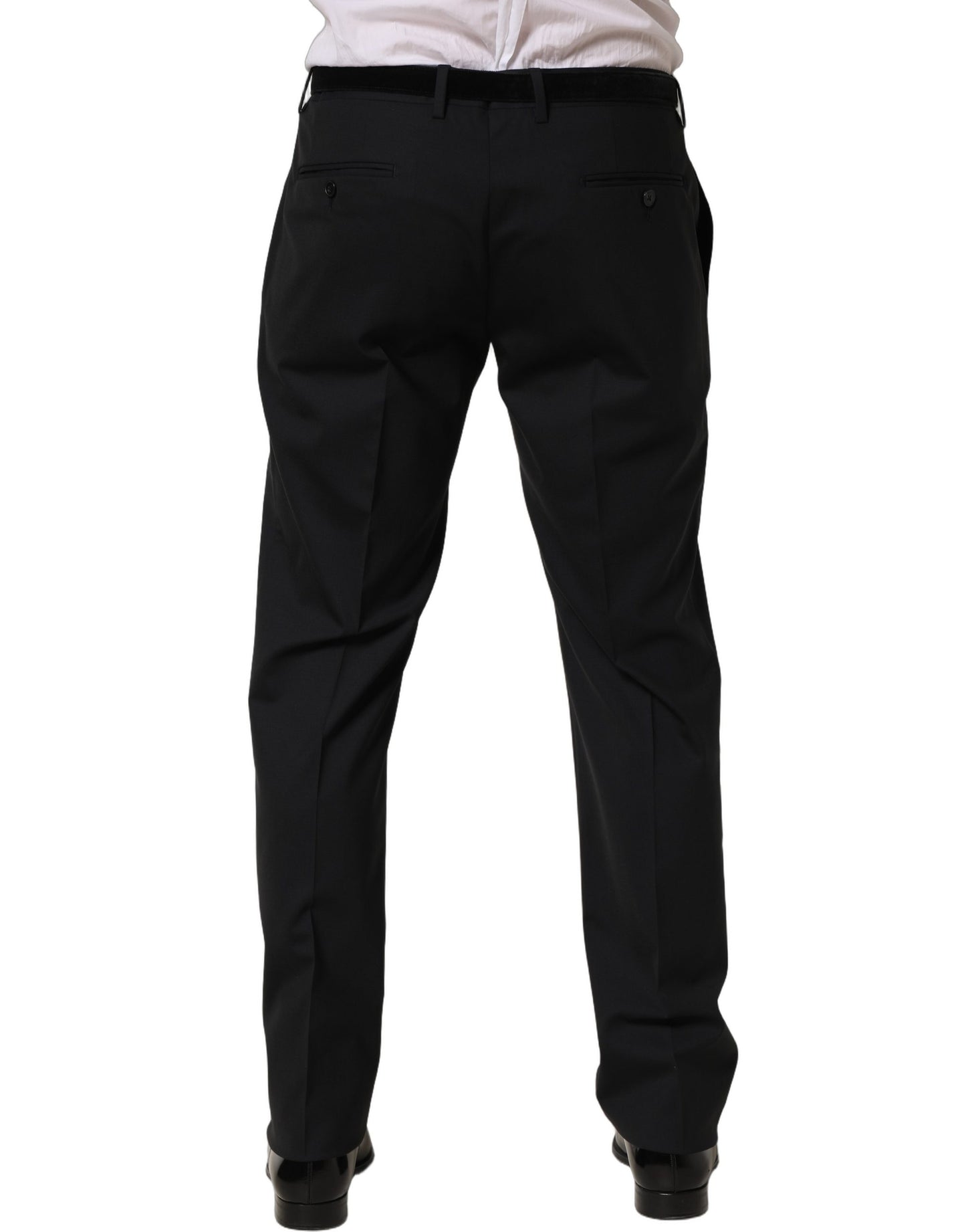 Black Wool Tapered Leg Dress Trouser Pants