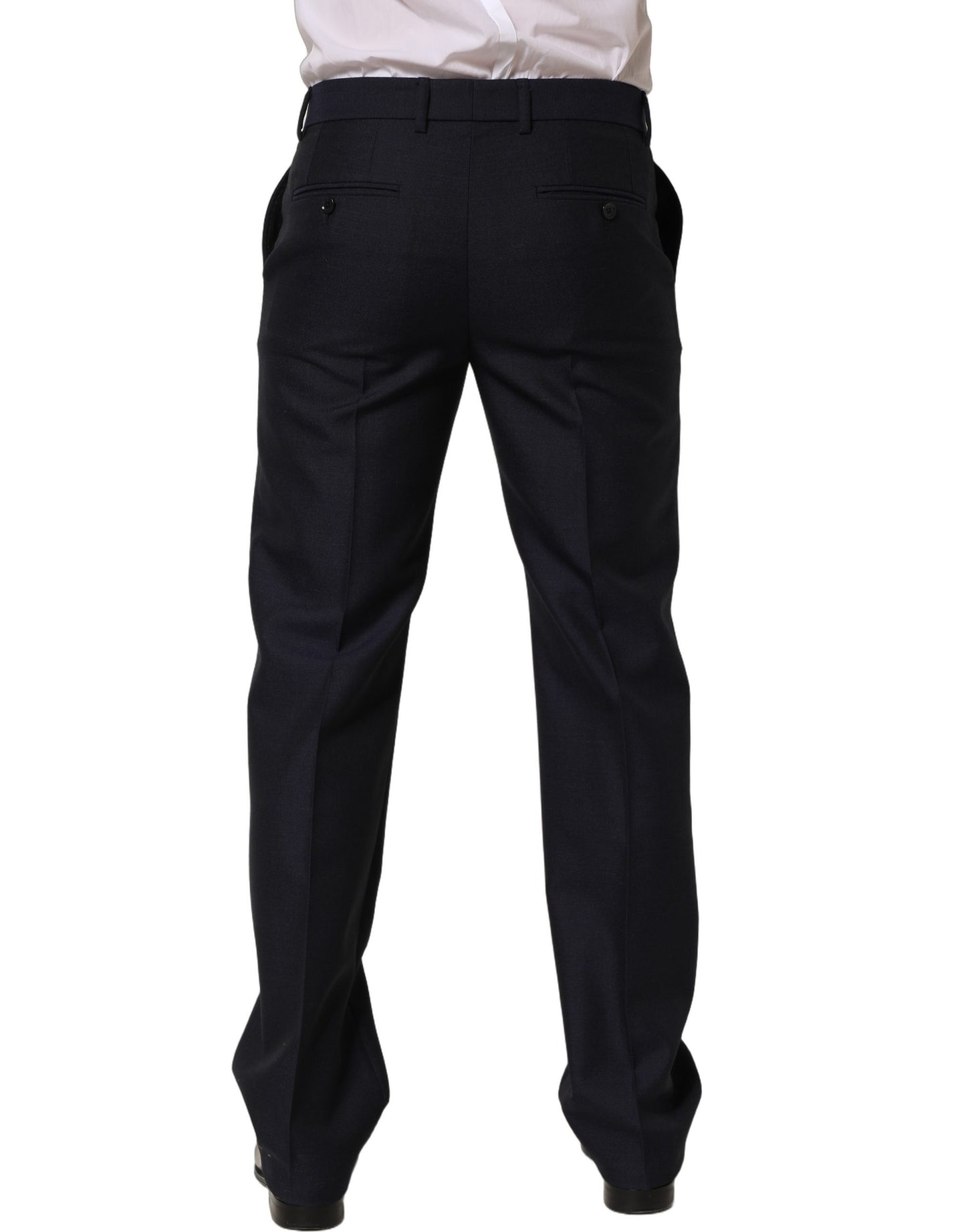 Black Wool Tapered Leg Dress Trouser Pants