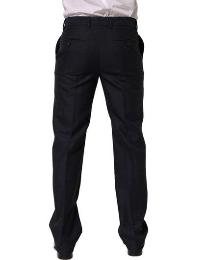 Black Wool Tapered Leg Dress Trouser Pants