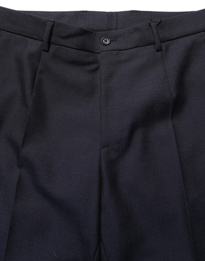 Black Wool Tapered Leg Dress Trouser Pants