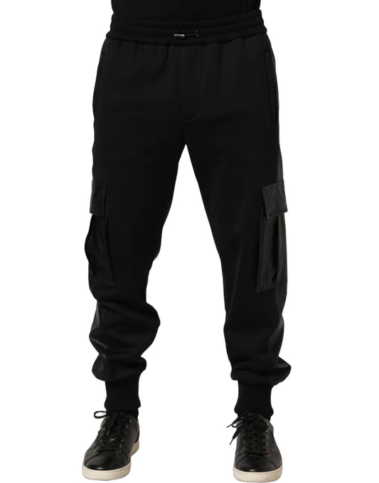 Black Mid Waist Cargo Jogger Sweatpants Pants