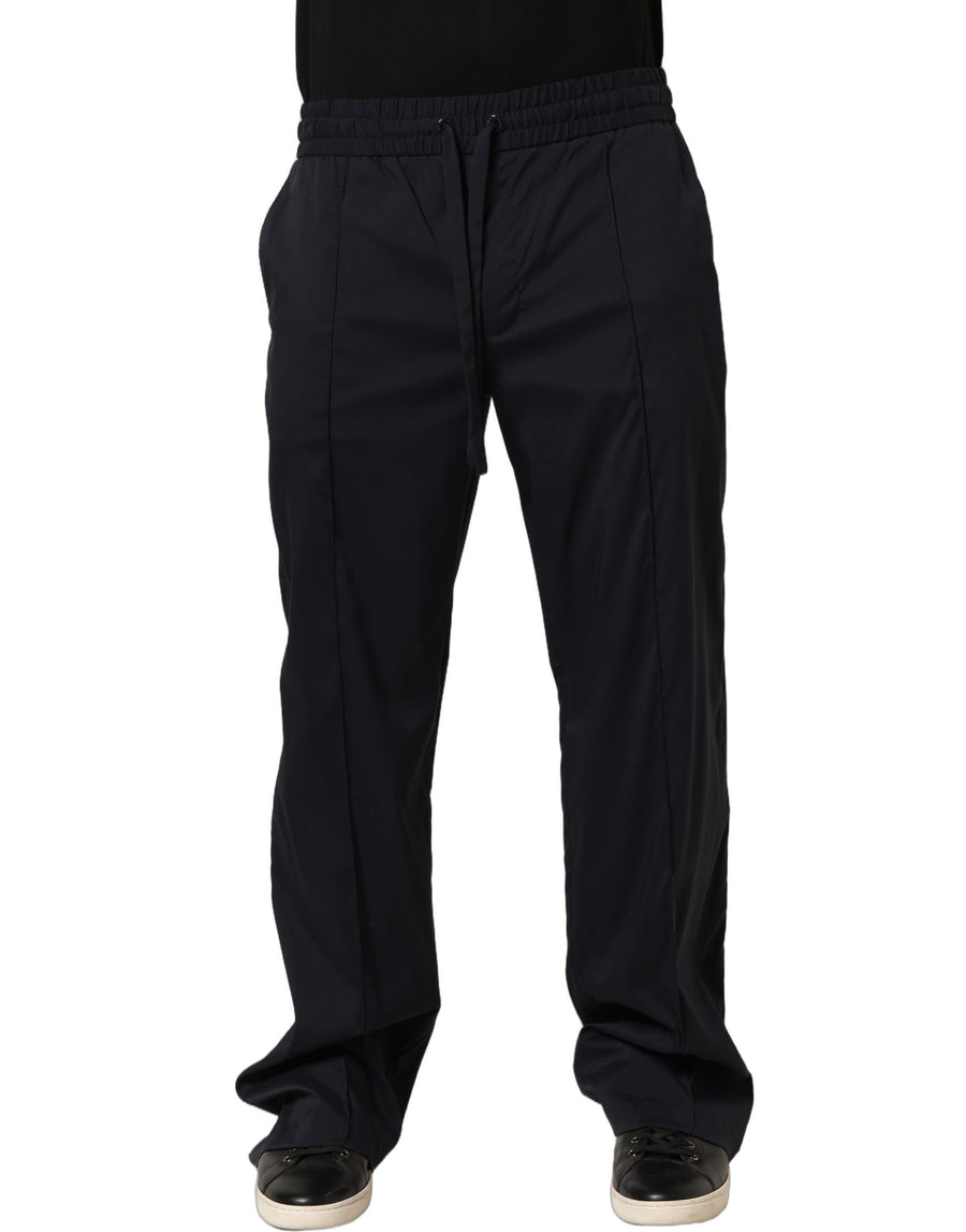 Black Nylon Straight Jogger Sweatpants Pants