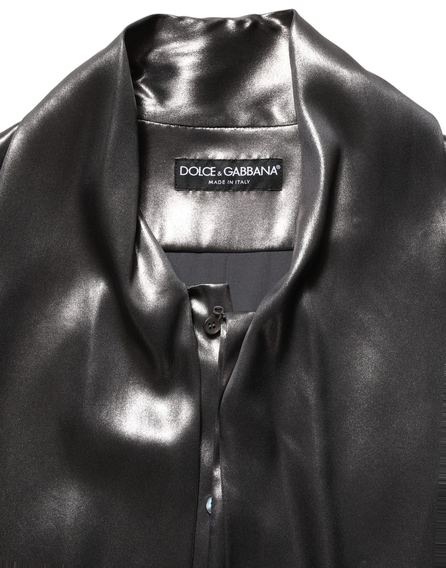 Silver Satin Silk Long Sleeves Men Dress Shirt