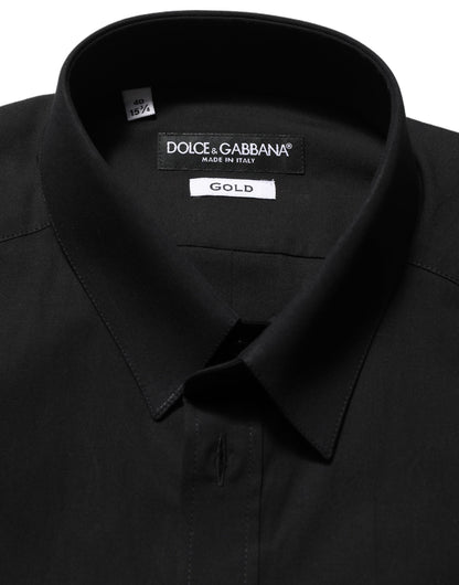Black Cotton Stretch GOLD Fit Dress Shirt