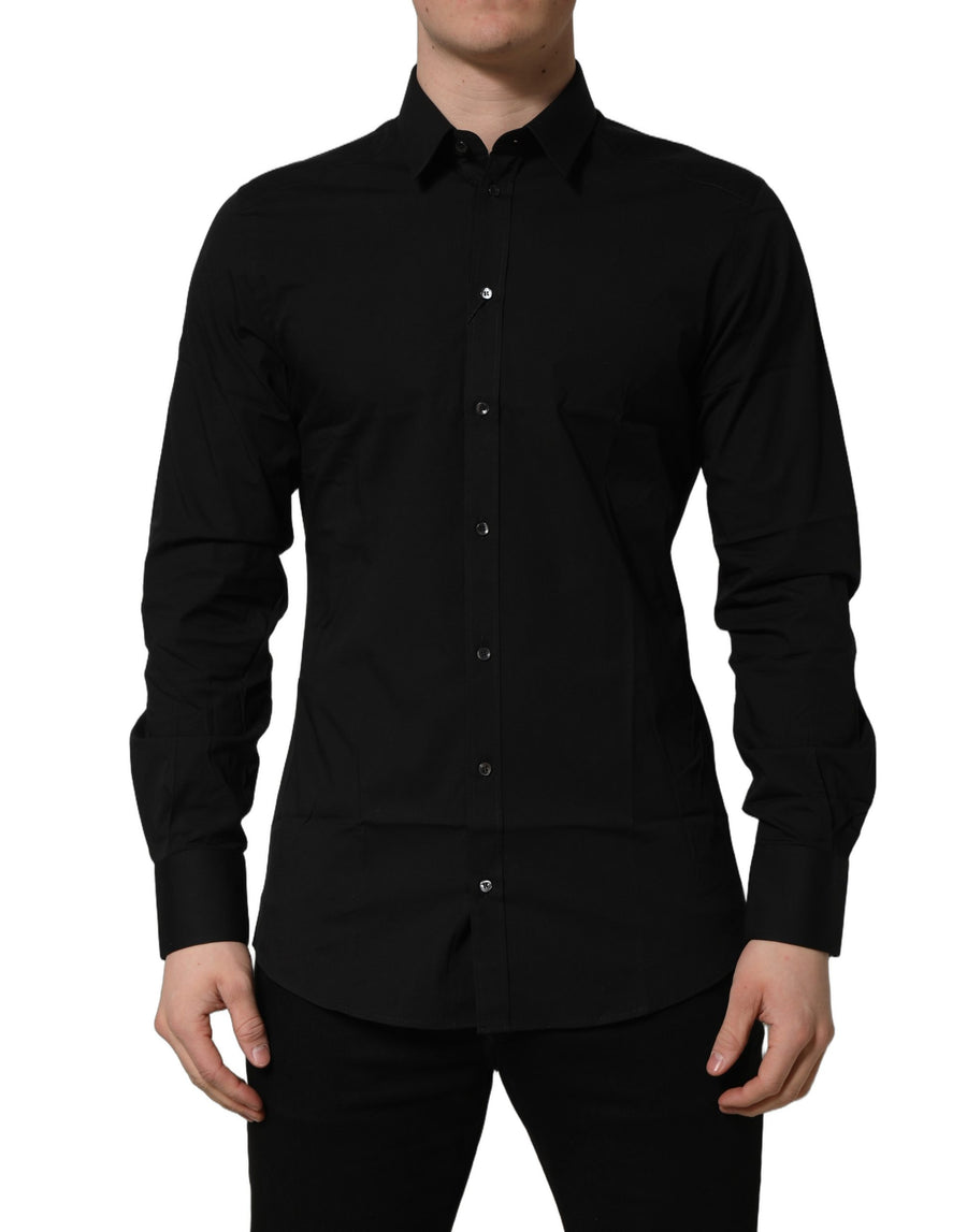 Black Cotton Stretch GOLD Fit Dress Shirt
