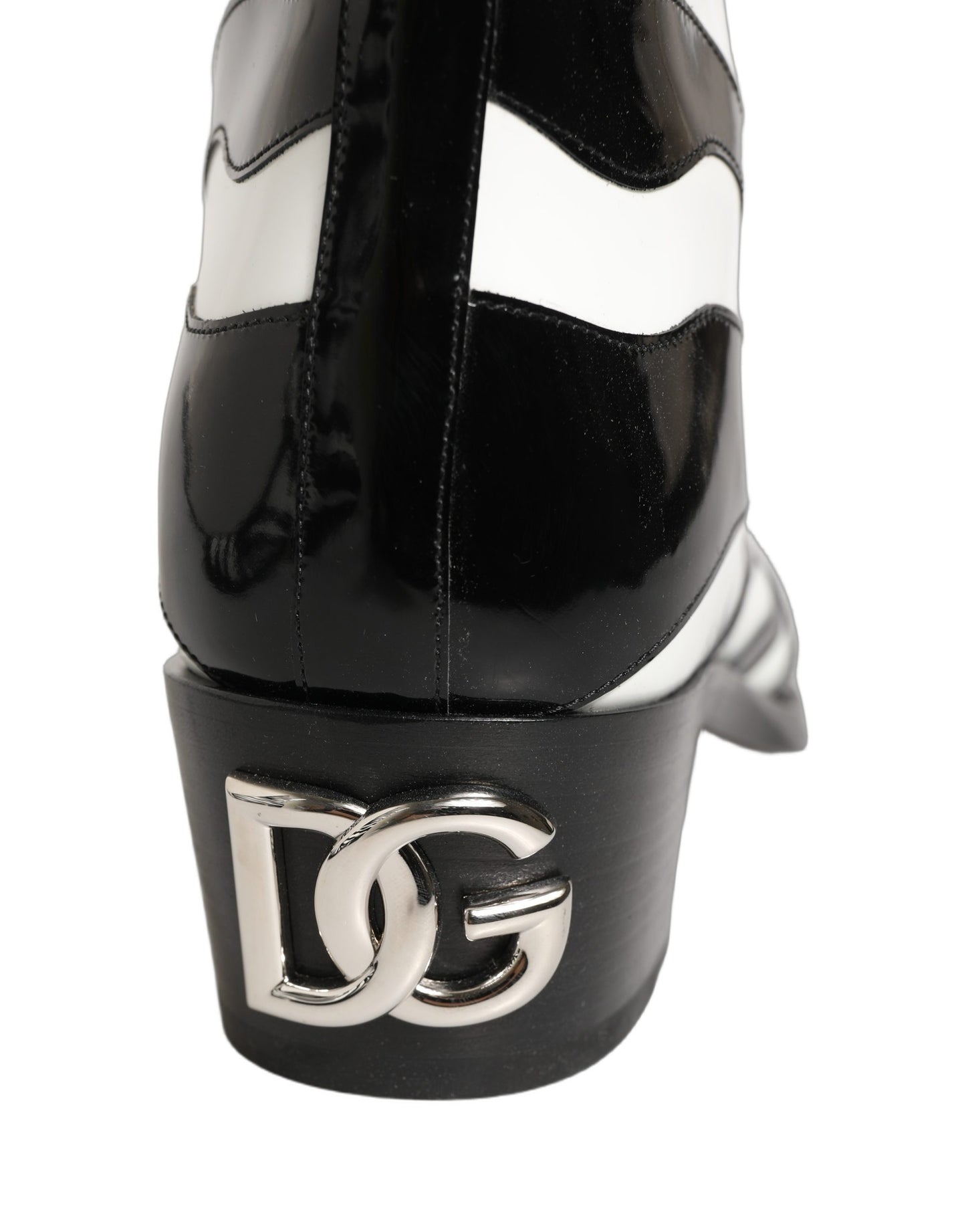 Black White Zebra Knee High Men Boots Shoes