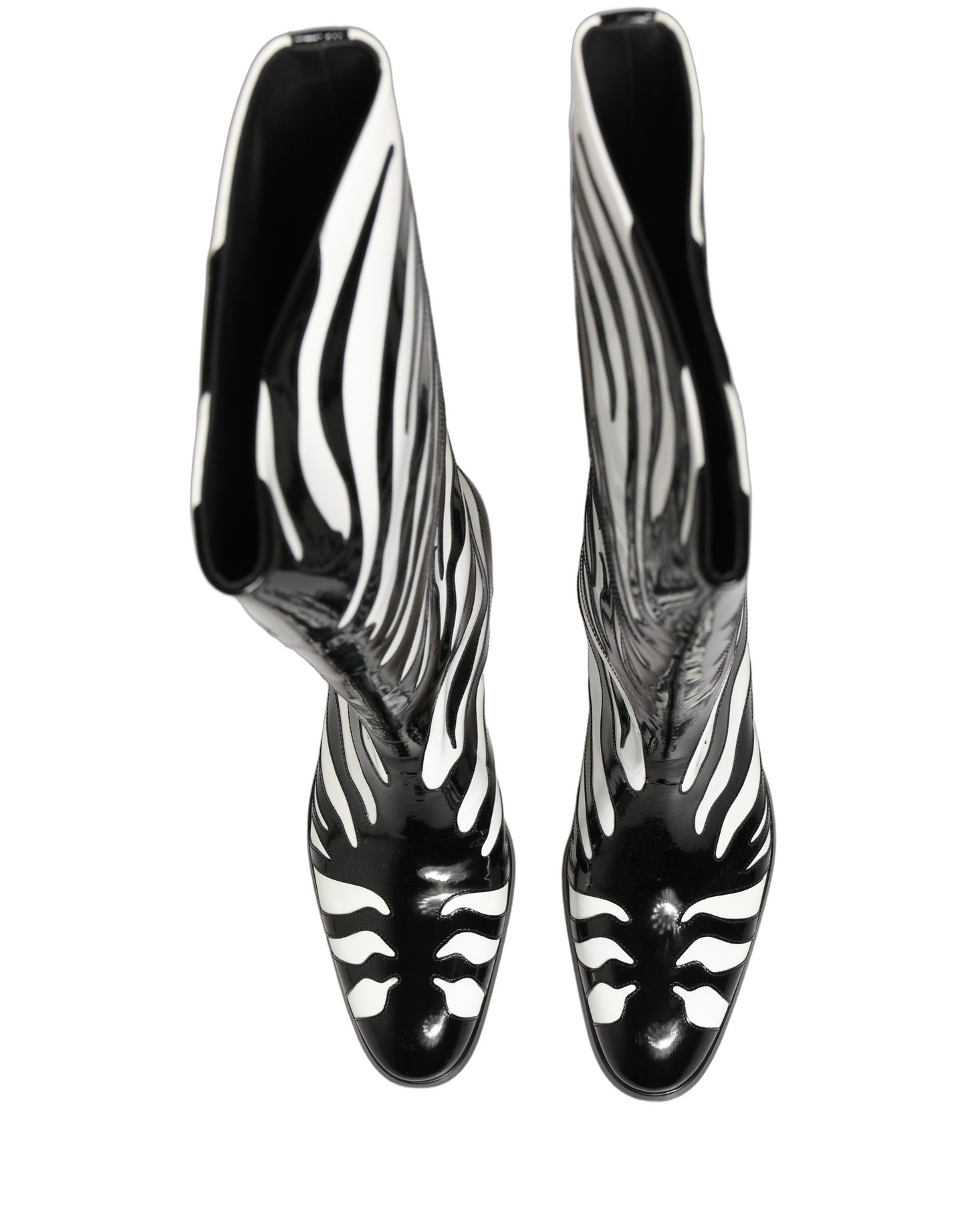 Black White Zebra Knee High Men Boots Shoes