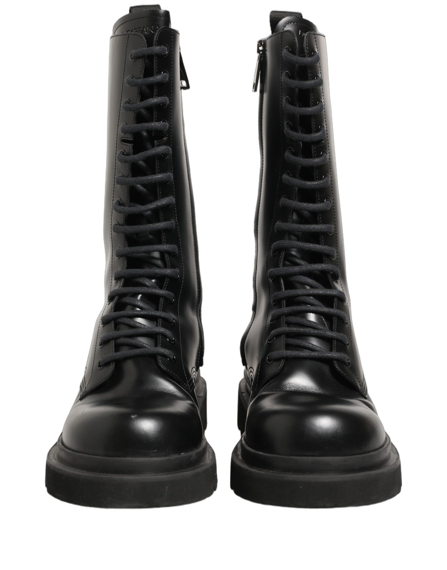 Black Leather Lace Up Men Combat Boots Shoes