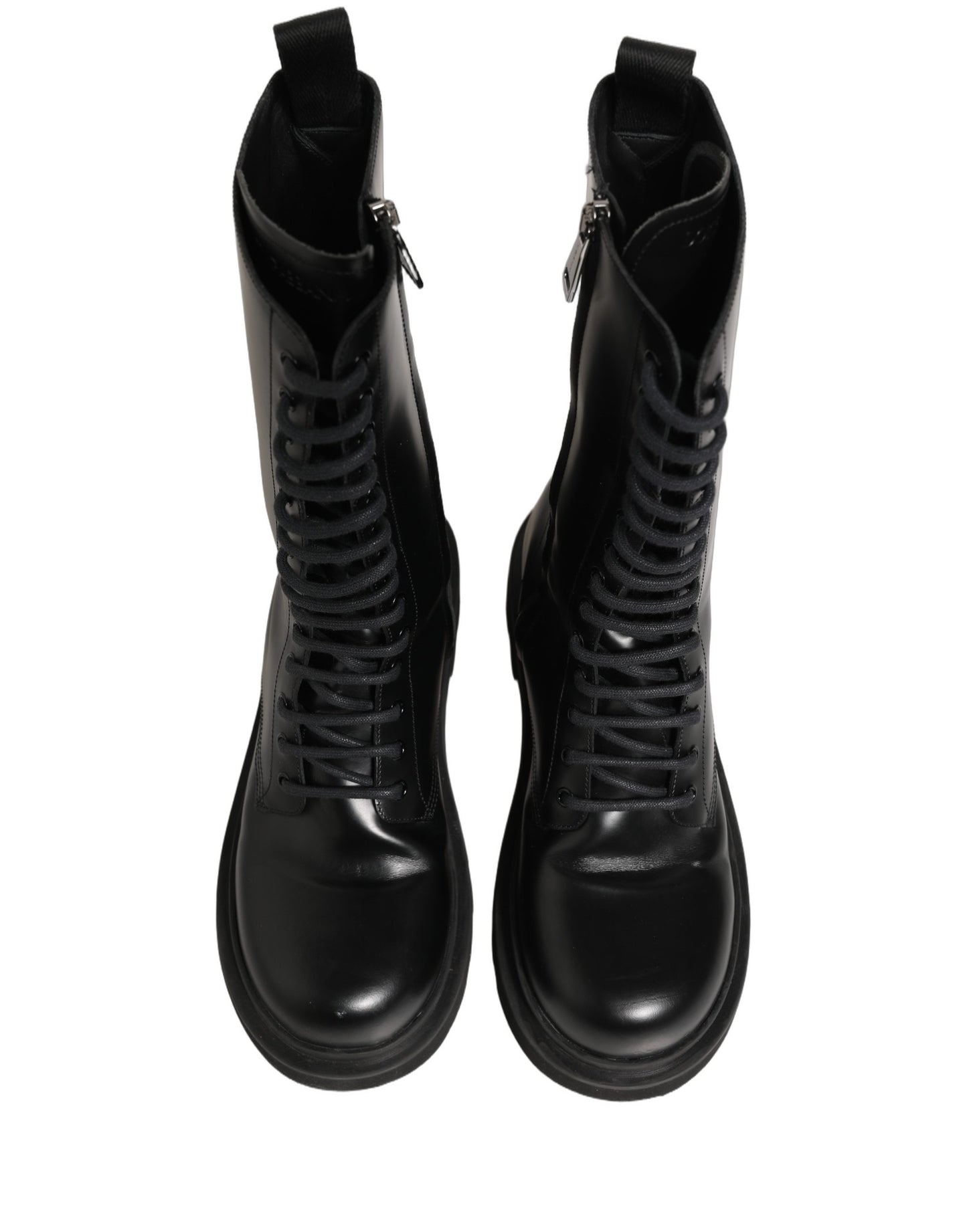 Black Leather Lace Up Men Combat Boots Shoes