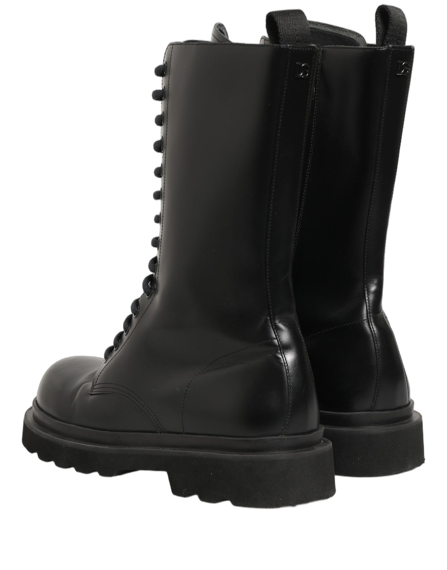 Black Leather Lace Up Men Combat Boots Shoes