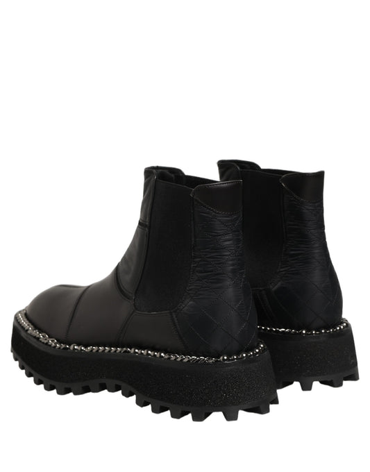 Black Chelsea Boots Leather Slip On Men Shoes