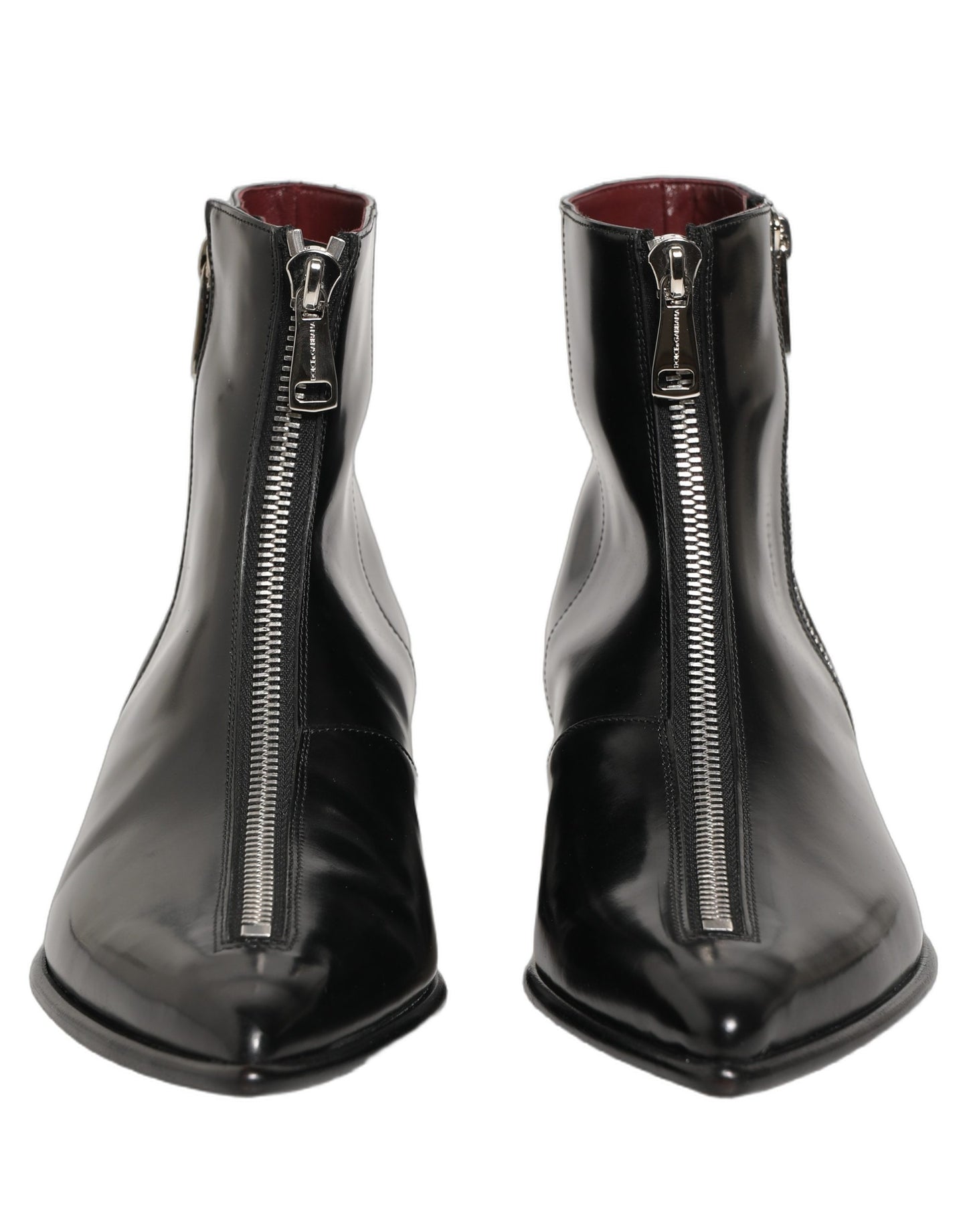 Black Leather Zipper Mid Calf Men Boots Shoes