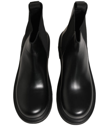Black Chelsea Boots Leather Slip On Men Shoes