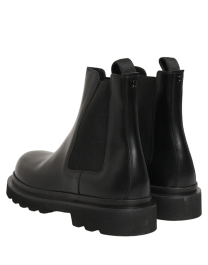 Black Chelsea Boots Leather Slip On Men Shoes