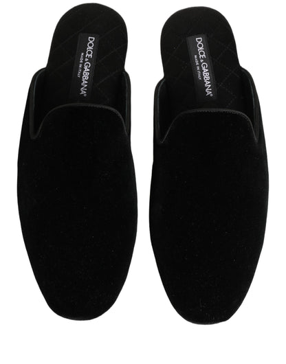 Black Suede Slides Flat Slipper Men Shoes