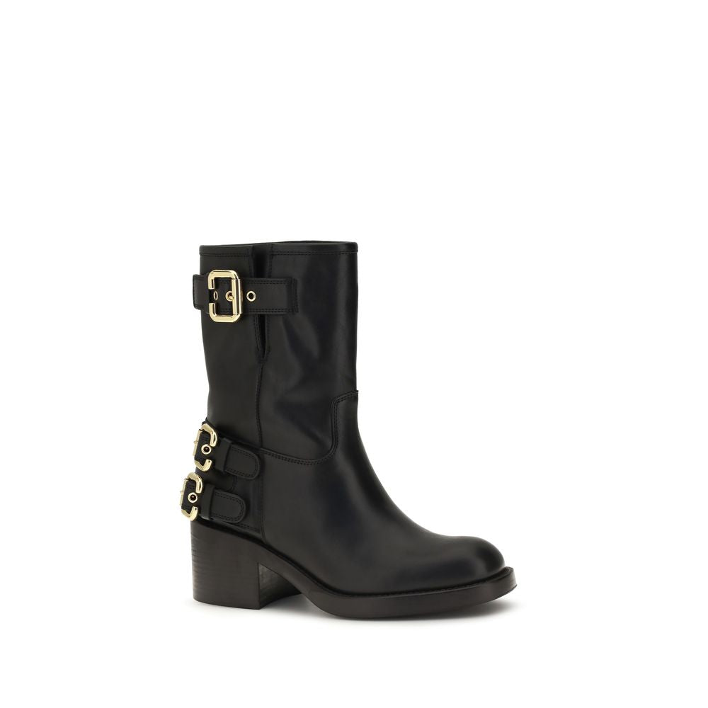 Black Calf Leather Bos Taurus Ankle Boots