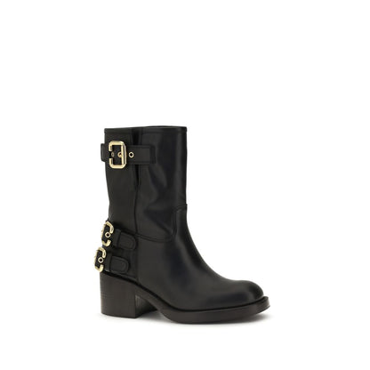 Black Calf Leather Bos Taurus Ankle Boots