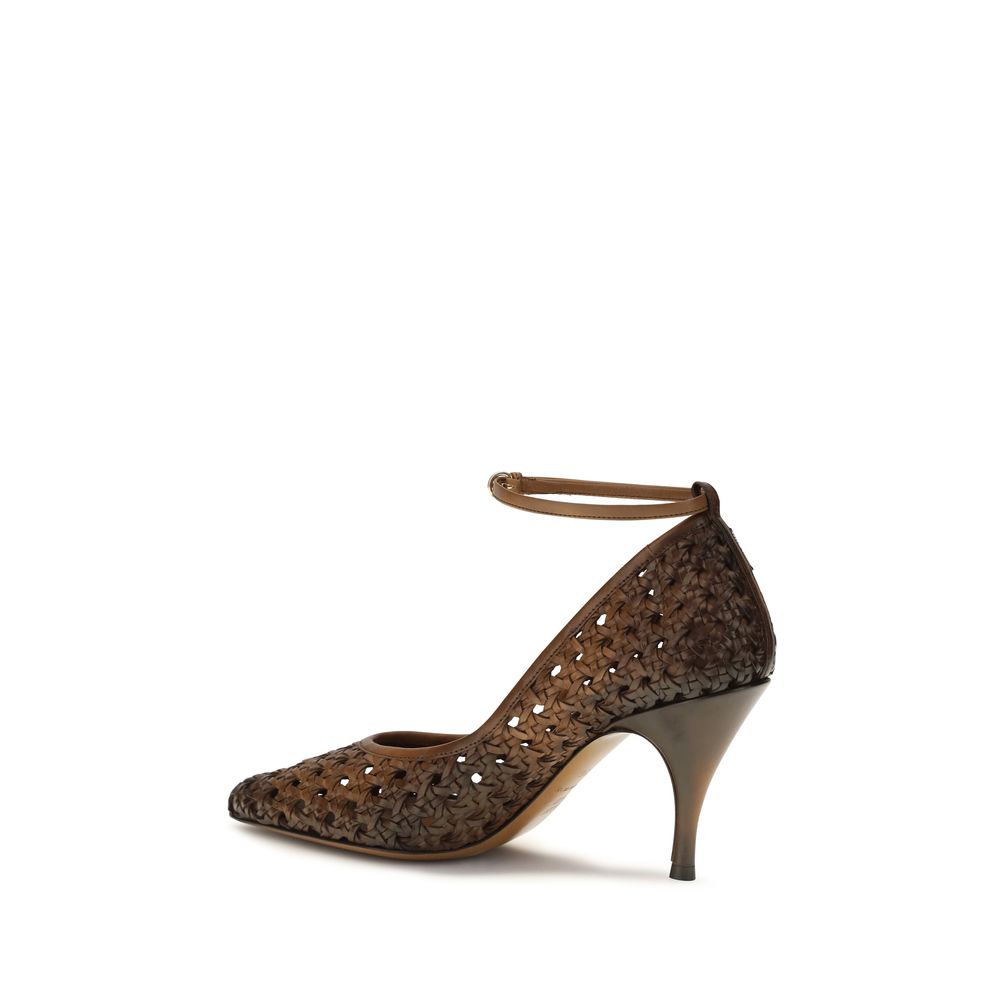 Beige Calf Leather Bos Taurus High Heel Pumps