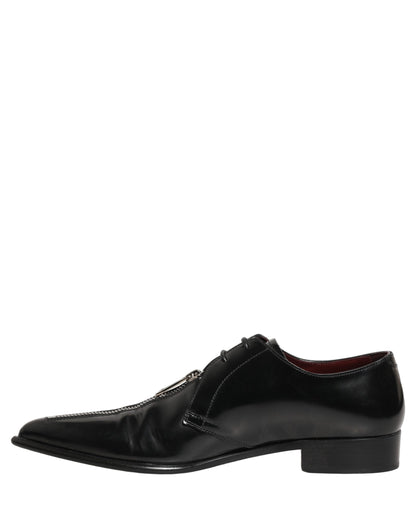 Black Leather Men Derby Dress Formal Shoes