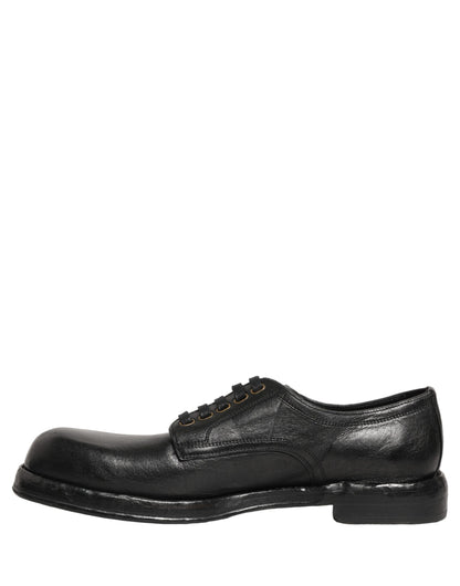 Black Leather Lace Up Derby Dress Men Shoes