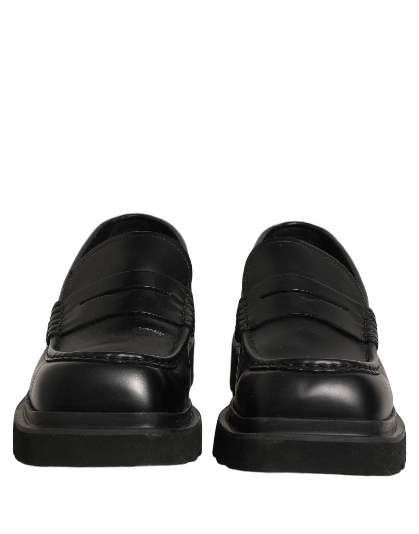 Black Calfskin Leather Men Dress Loafer Shoes