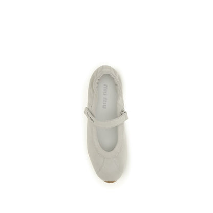 White Calf Leather Bos Taurus Ballet Flats