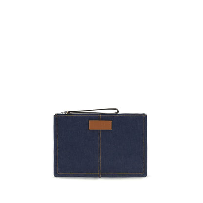 Blue Cotton Clutch Bag