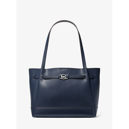 Blue Leather Tote Bag