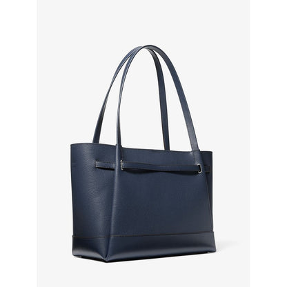 Blue Leather Tote Bag